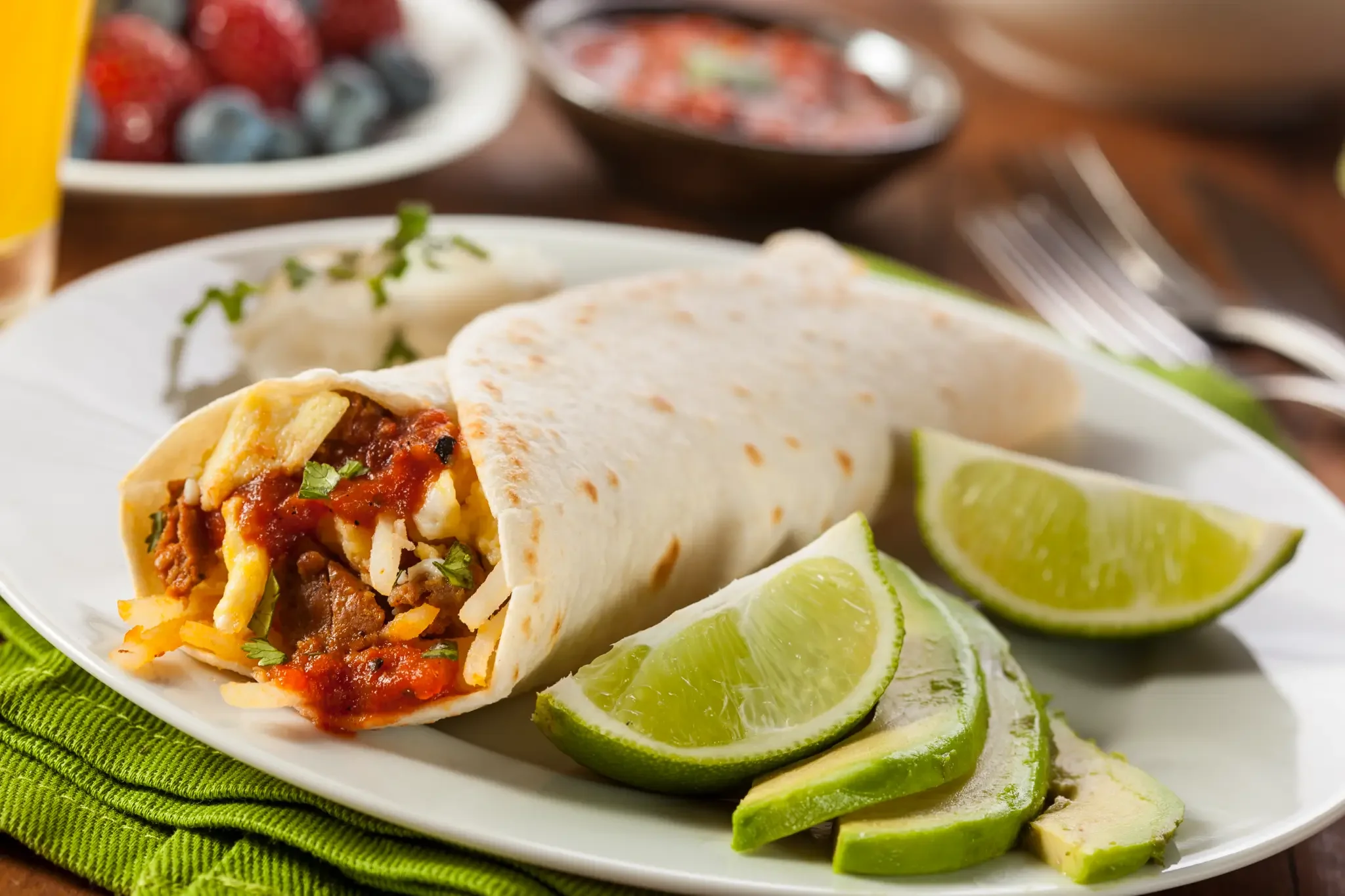 Chorizo Breakfast Burrito - Hearty breakfast burrito with chorizo